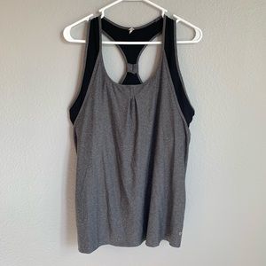 Actra Racerback Gray & Black Workout Top w/ bra
